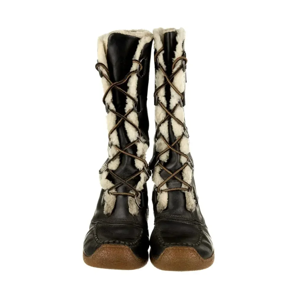 Sorel 8 Chugalug Tall Leather $240 Waterproof Winter Boots Shearling Fur Black